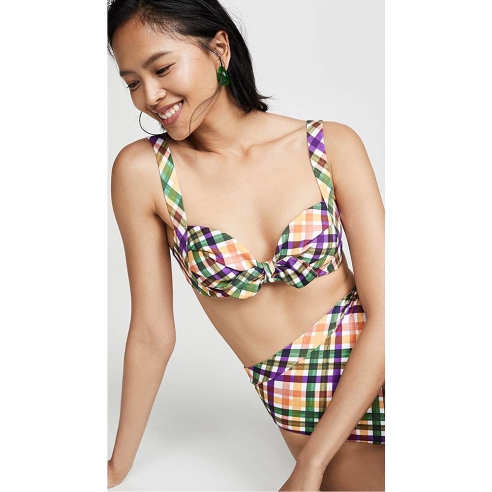 Montce Swim Summer Plaid Kayla Bikini Top SMALL